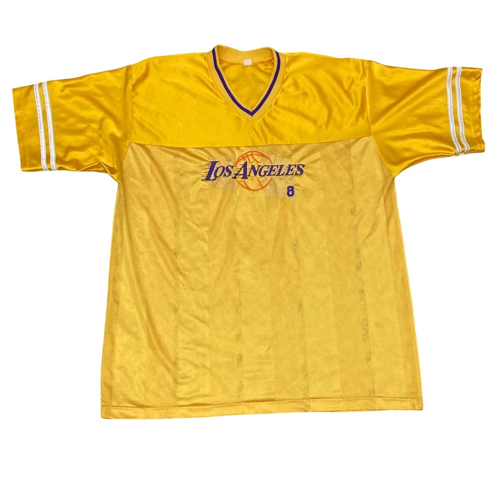 Vintage Los Angeles Basketball Jersey Yellow Purple Mesh V-Neck Shirt Number 8